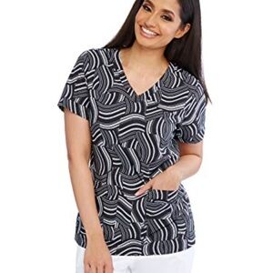 Grey's Anatomy Black and White Swirl Women's Top Size Extra Small NWT